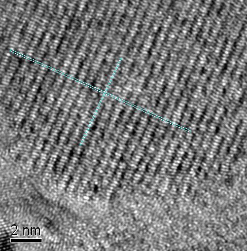 HRTEM micrograph of FeNiNbB nanocrystalline alloy